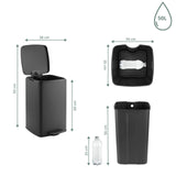 Roskakori Clean Step 3 mitattimet, tilavuus 50 l ja korkeus 93 cm, valmistaja hjh OFFICE