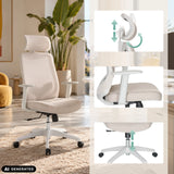 Home Office -toimistotuoli MIKEO W beige värissä, säädettävällä niskatuella ja käsinojilla, valmistaja hjh OFFICE