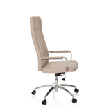 Beige Home Office -toimistotuoli SARANTO PLUS I käsinojilla ja viisipisteisellä rullajalustalla, valmistaja hjh OFFICE – 360 asteen näkymä (sivuprofiili 80°)