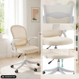 Beige Naluro Home Office -toimistotuoli, jossa on selkänojan yksityiskohta ja korkeussäätö, valmistaja hjh OFFICE (tekoälyllä luotu kuva)