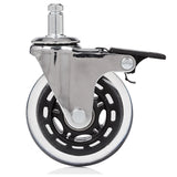 Tuolin rulla 5x ROLO SKATE CT 11mm/75mm lukitusjarrulla, hopea ja läpinäkyvä koville lattioille, valmistaja hjh OFFICE