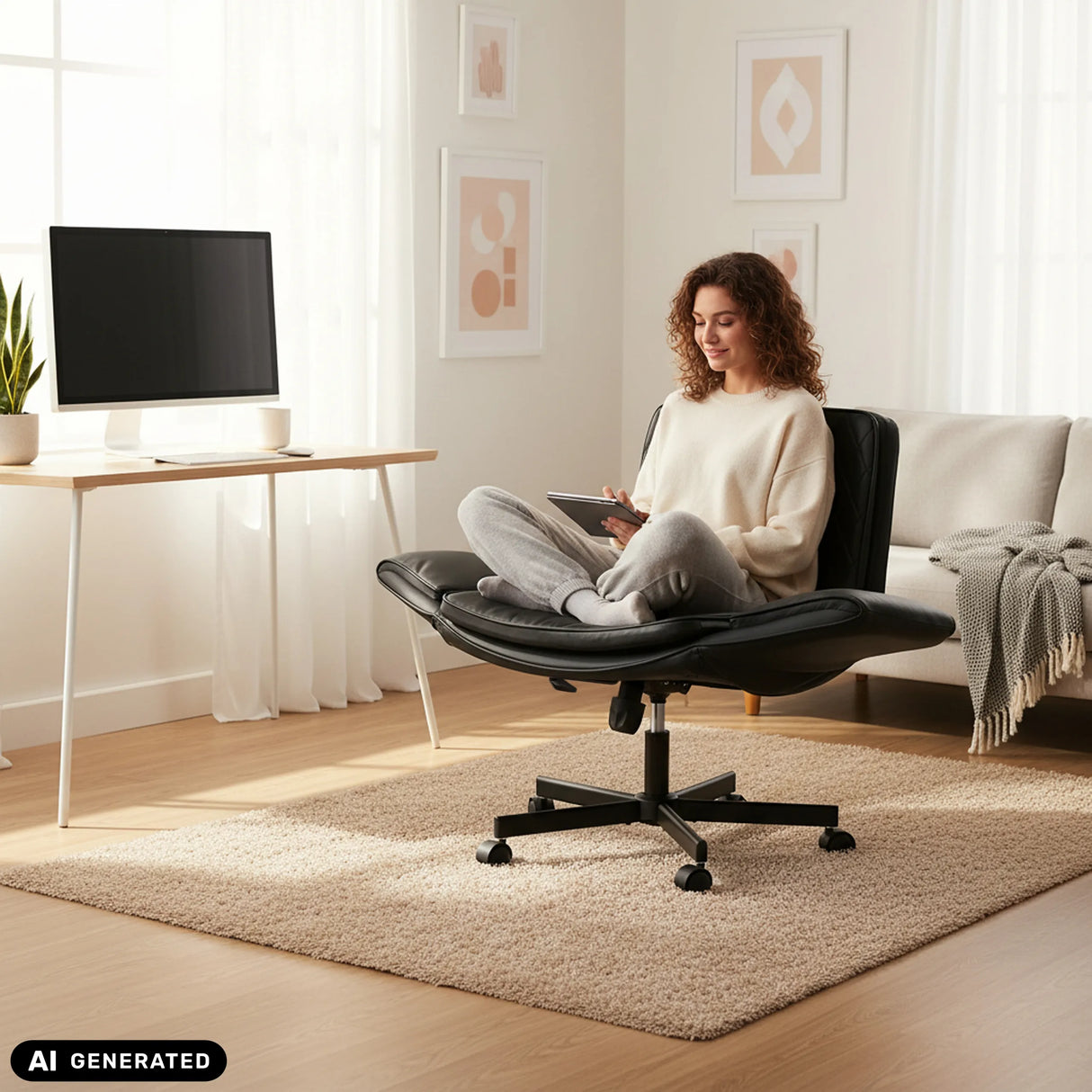 Home Office -toimistotuoli Criss-Cross 10 värissä musta, valmistaja hjh LIVING (tekoälyllä luotu kuva)