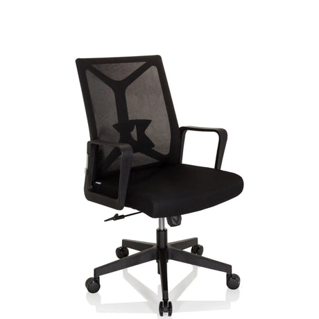 Musta Home Office -toimistotuoli ENCO verkkoselkänojalla ja käsinojilla, valmistaja hjh OFFICE