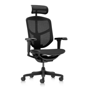 Musta Ammattitason toimistotuoli ENJOY ULTRA GEN2 verkkoverhoilulla ja niskatuella, valmistaja hjh OFFICE
