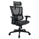 Luksustoimistotuoli ERGOHUMAN SLIM ECO M GEN2, jossa on musta verkkoverhoilu ja säädettävä niskatuki, valmistaja hjh OFFICE