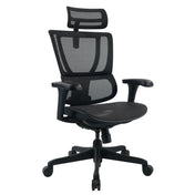 Luksustoimistotuoli ERGOHUMAN SLIM ECO M GEN2, jossa on musta verkkoverhoilu ja säädettävä niskatuki, valmistaja hjh OFFICE