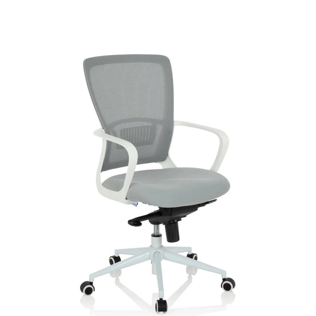 Home Office -toimistotuoli ESTRIA harmaana verkkoselkänojalla ja valkoisella rungolla, valmistaja hjh OFFICE