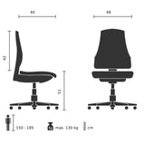Pehmustettu tuoli TARVISO PU tekninen piirustus, maksimikuormitus 130 kg, valmistaja hjh OFFICE