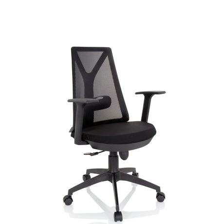 Home Office -toimistotuoli FALUN BASIC mustana verkkoselkänojalla ja käsinojilla, valmistaja hjh OFFICE