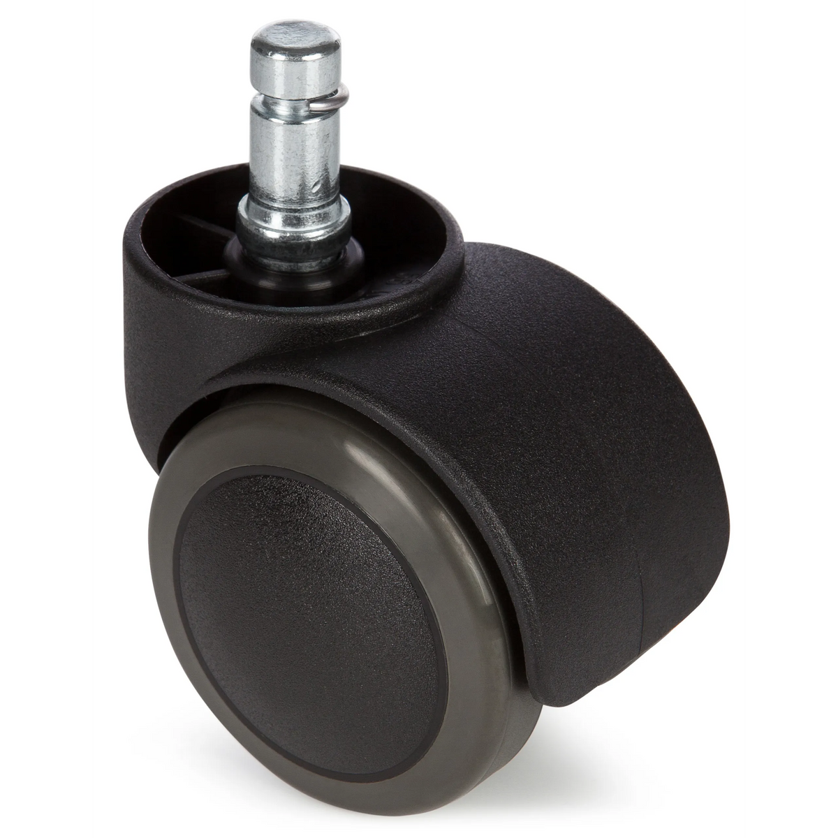 Musta tuolin rulla 5x ROLO 10mm/50mm koville lattioille metallisella tapilla, valmistaja hjh OFFICE – 360 asteen näkymä (etunäkymä 0°)