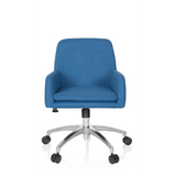 Blauer Homeoffice-Bürostuhl SHAKE 400 mit Armlehnen und Fußkreuz mit fünf Rollen von hjh OFFICE – 360-Grad-Ansicht (Frontansicht 0°)