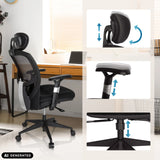 High End -toimistotuolin VENUS BASE säädettävä niskatuki, käsinojat ja istuinkorkeus, valmistaja hjh OFFICE (tekoälyllä luotu kuva)