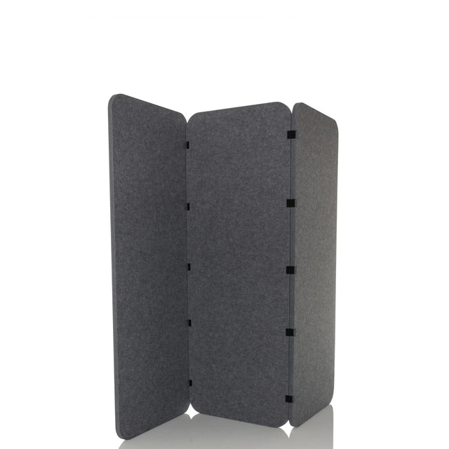 Harmaa Väliseinä FLEXMIUT EL huopamateriaalista kolmella taitettavalla osalla, valmistaja hjh OFFICE