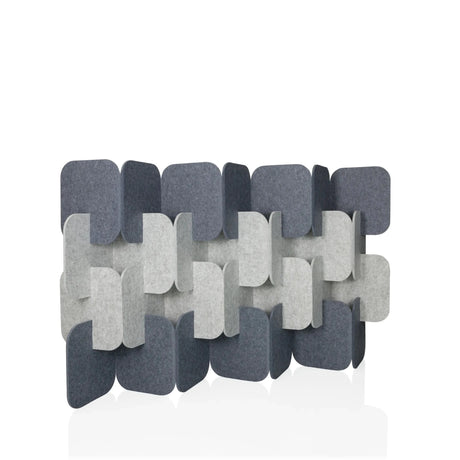 Väliseinä FLEXMIUT PLUG harmaana ja vaaleanharmaana, modulaarinen ja porrastettu rakenne, valmistaja hjh OFFICE