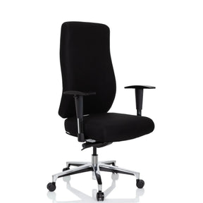 Musta Ammattitason toimistotuoli FORCOM käsinojilla ja kiiltävällä jalustalla, valmistaja hjh OFFICE