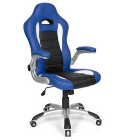 Pelituoli GAME SPORT sinisenä ja mustana, hopeanvärinen tähti-jalka, valmistaja hjh OFFICE