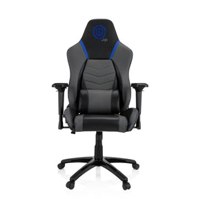 Pelituoli GAMEBREAKER POLARYS I harmaana ja sinisenä sinisin yksityiskohdin ja pyörillä, valmistaja hjh OFFICE