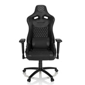 Musta Pelituoli GAMEBREAKER SX 04 tikatulla kuviolla ja käsinojilla, valmistaja hjh OFFICE