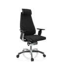 High End -toimistotuoli GENIDIA PRO mustalla kangasverhoilulla ja kiillotetulla jalustalla, valmistaja hjh OFFICE