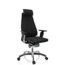 High End -toimistotuoli GENIDIA PRO mustalla kangasverhoilulla ja kiillotetulla jalustalla, valmistaja hjh OFFICE