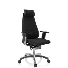 High End -toimistotuoli GENIDIA PRO mustalla kangasverhoilulla ja kiillotetulla jalustalla, valmistaja hjh OFFICE