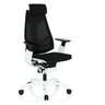 High End -toimistotuoli GENIDIA PRO WHITE, jossa on musta verkkoverhoilu ja valkoinen runko, valmistaja hjh OFFICE