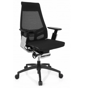 Ammattitason toimistotuoli GENIDIA SMART BLACK CM mustalla verkkokankaalla ja kromiyksityiskohdilla, valmistaja hjh OFFICE