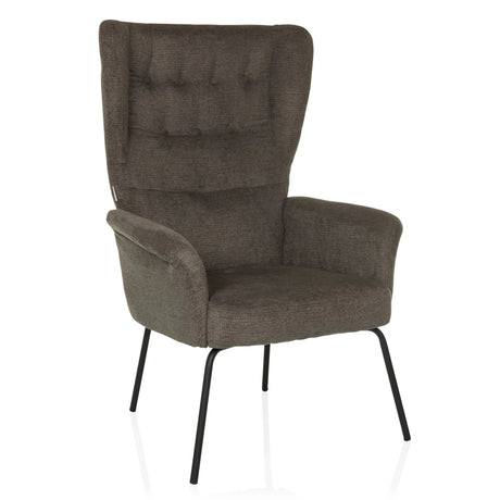 Tummansarviharmaa Pehmustetut nojatuolit HAVENIO tikatulla selkänojalla ja mustilla metallijaloilla, valmistaja hjh LIVING