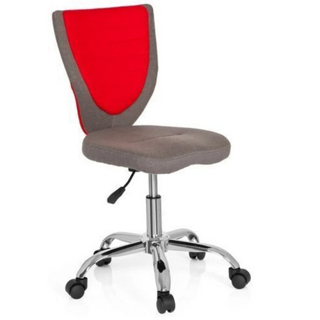 Lasten pyörivä tuoli KIDDY COMFORT harmaana ja punaisena, kiiltävä metallijalka ja pyörät, valmistaja hjh OFFICE