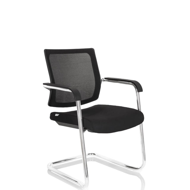 Musta Vapaasti keinuvat tuolit LEVIA V verkkoselkänojalla ja kromatuilla jaloilla, valmistaja hjh OFFICE