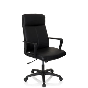 Musta Ammattitason toimistotuoli LISSO keinonahkaverhoilulla ja käsinojilla, valmistaja hjh OFFICE