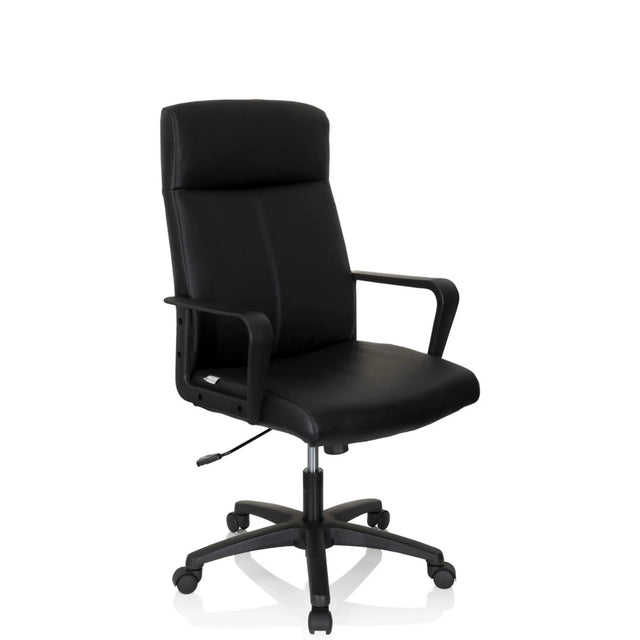 Musta Ammattitason toimistotuoli LISSO keinonahkaverhoilulla ja käsinojilla, valmistaja hjh OFFICE