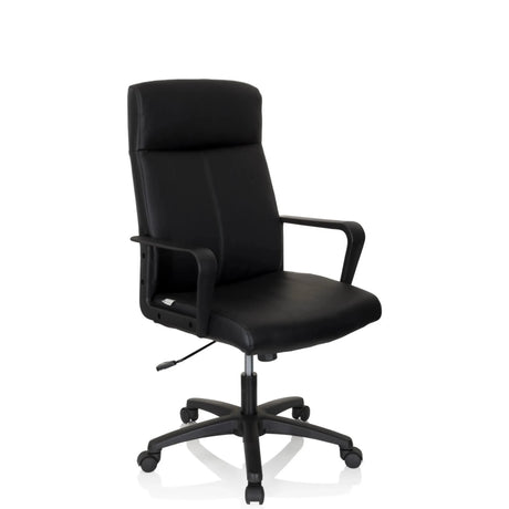 Musta Ammattitason toimistotuoli LISSO keinonahkaverhoilulla ja käsinojilla, valmistaja hjh OFFICE