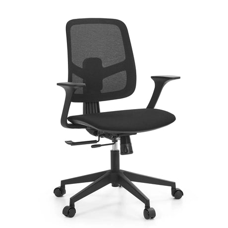 Musta Home Office -toimistotuoli Malio verkkoselkänojalla ja käsinojilla, valmistaja hjh OFFICE
