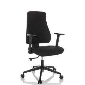 Musta Ammattitason toimistotuoli MATHES käsinojilla ja viidellä pyörällä, valmistaja hjh OFFICE
