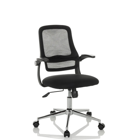 Musta Home Office -toimistotuoli MIKO B ECO verkkoselkänojalla ja kiiltävällä jalustalla, valmistaja hjh OFFICE