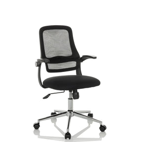 Musta Home Office -toimistotuoli MIKO B ECO verkkoselkänojalla ja kiiltävällä jalustalla, valmistaja hjh OFFICE