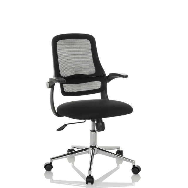 Musta Home Office -toimistotuoli MIKO B ECO verkkoselkänojalla ja kiiltävällä jalustalla, valmistaja hjh OFFICE