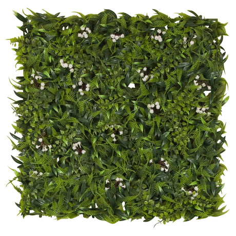 Vihreä Kasvimatto MORE GREEN I, jossa on tiheät saniaisen lehdet ja pieniä valkoisia kukkia, valmistaja hjh OFFICE