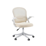 Home Office -toimistotuoli Naluro beige, vaalea verkkokangas ja valkoiset käsinojat, valmistaja hjh OFFICE