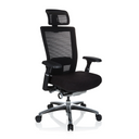 High End -toimistotuoli NOVA PRO I mustana verkkoselkänojalla, niskatuella ja kiiltävällä jalustalla, valmistaja hjh OFFICE