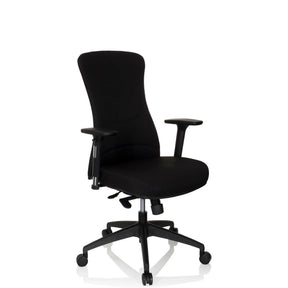 Musta Ammattitason toimistotuoli OFFICE XT PRO käsinojilla ja rullajalalla, valmistaja hjh OFFICE