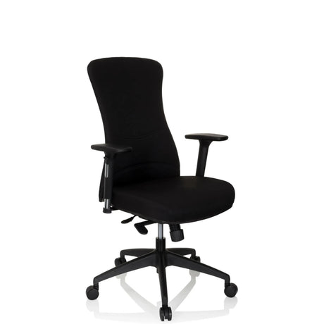 Musta Ammattitason toimistotuoli OFFICE XT PRO käsinojilla ja rullajalalla, valmistaja hjh OFFICE