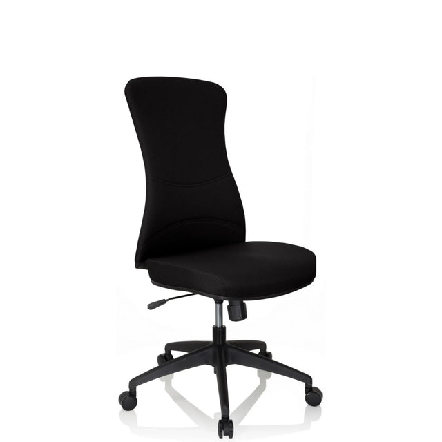 Musta Ammattitason toimistotuoli OFFICE XT kangasverhoilulla ja viidellä pyörällä, valmistaja hjh OFFICE