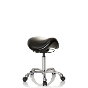 Musta Satulatuolit ORTHO SIT pehmustetulla istuimella ja kromatuilla pyörillä, valmistaja hjh OFFICE
