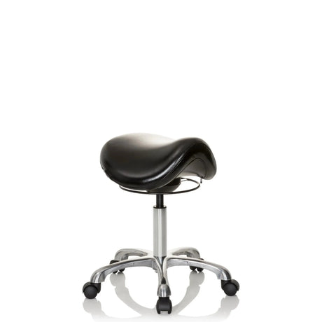 Musta Satulatuolit ORTHO SIT pehmustetulla istuimella ja kromatuilla pyörillä, valmistaja hjh OFFICE