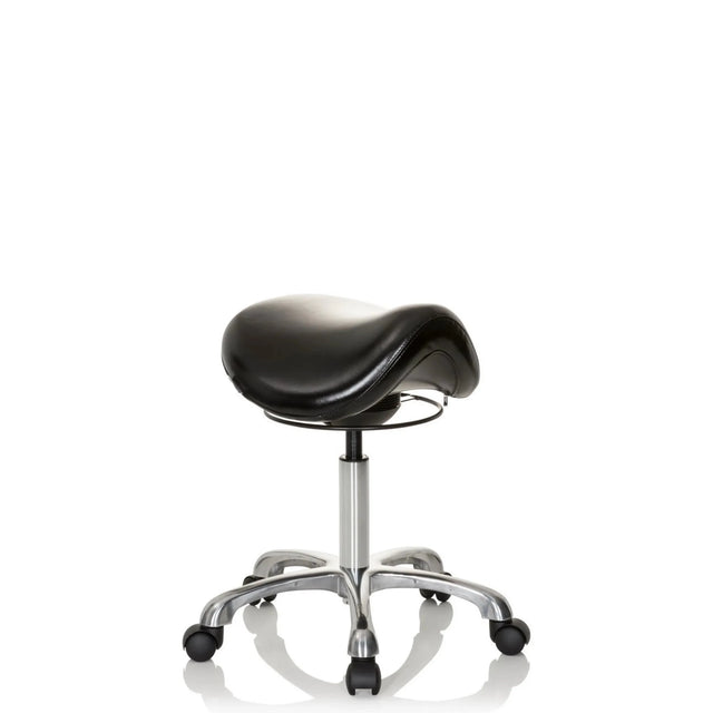 Musta Satulatuolit ORTHO SIT pehmustetulla istuimella ja kromatuilla pyörillä, valmistaja hjh OFFICE