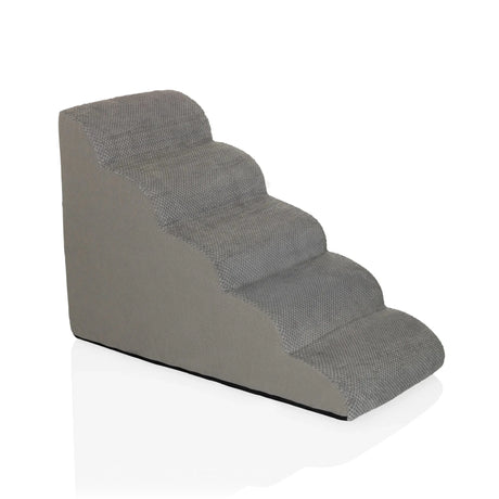 Harmaa Lemmikkien porras PAWY STEP 5 neljällä askelmalla ja strukturoidulla kangaspäällysteellä, valmistaja hjh LIVING