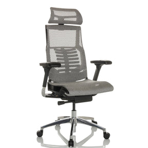 High End -toimistotuoli POFIT GEN2 vaaleanharmaa verkkoverhoilulla ja niskatuella, valmistaja hjh OFFICE