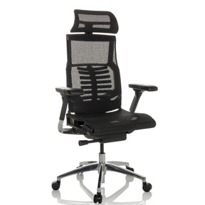 High End -toimistotuoli POFIT GEN2 mustalla verkkoverhoilulla ja kromatuilla jaloilla, valmistaja hjh OFFICE